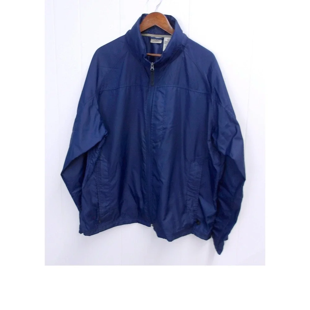 L.L.Bean Mens XL Navy Blue Nylon Lightweight‎ Windbreaker Jacket / #1051